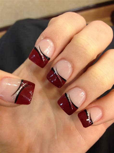 maroon nail ideas|maroon nails with white tips.